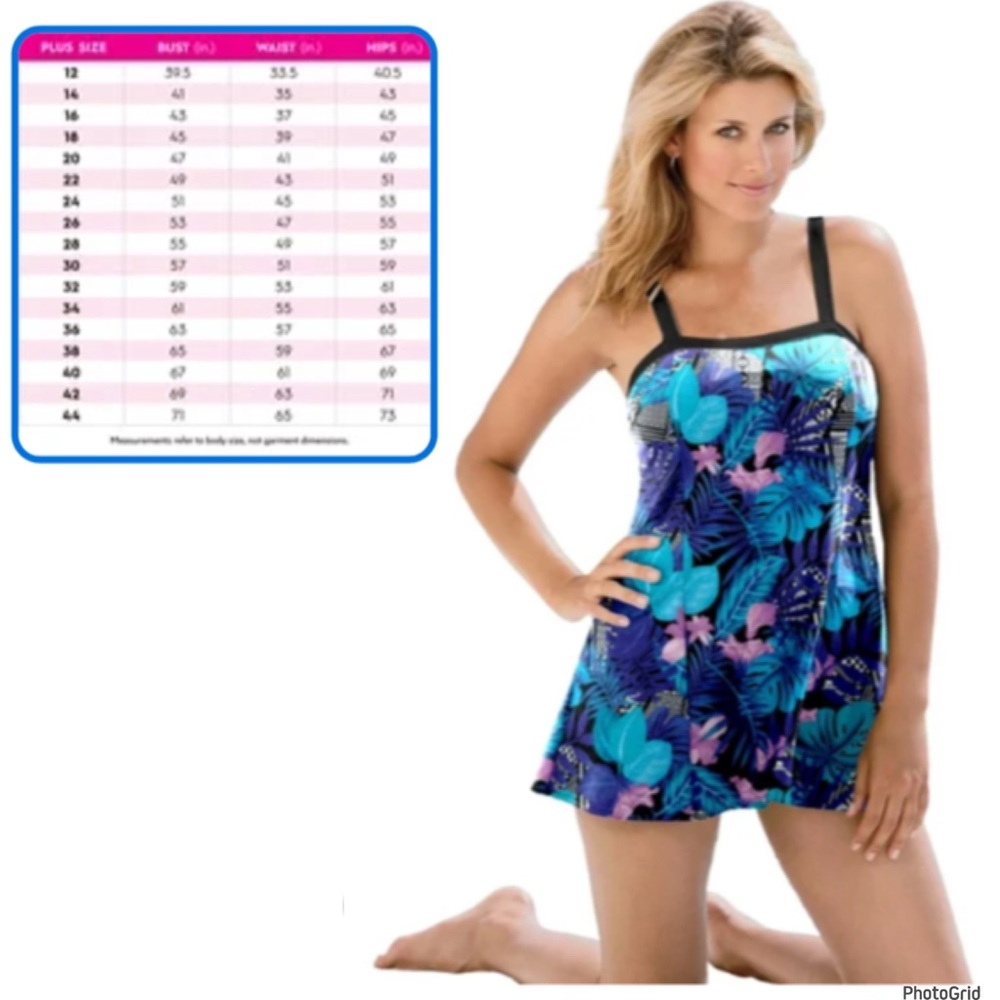 Swimsuits for all 34 plus size tropical swim dress NWT